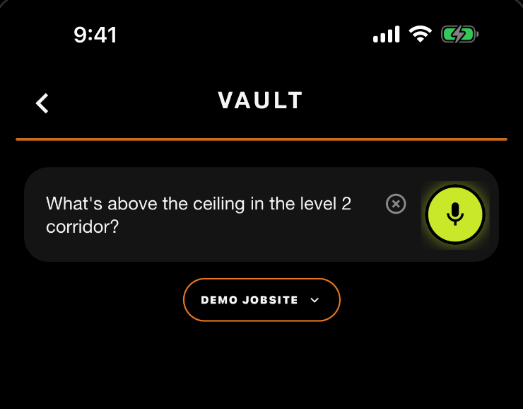 Typing a plain-English question into the SiteLog AI Vault