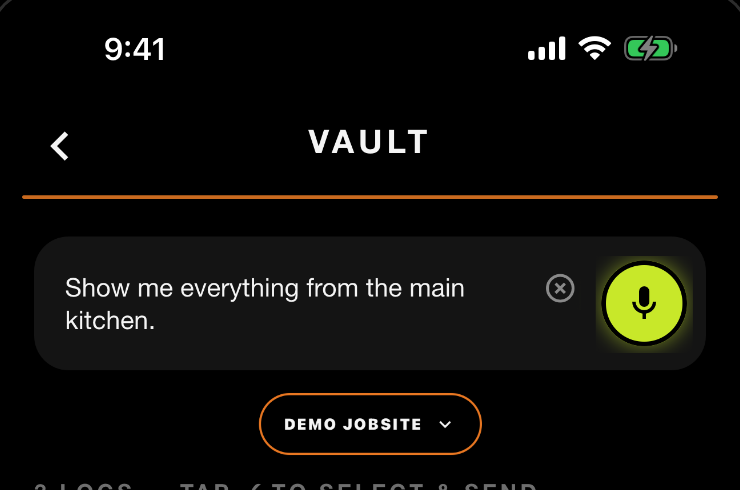 Asking the SiteLog AI Vault for one room by name