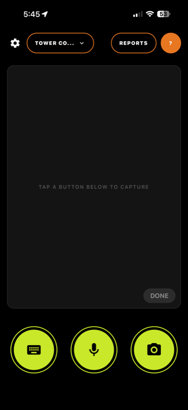 SiteLog AI capture screen